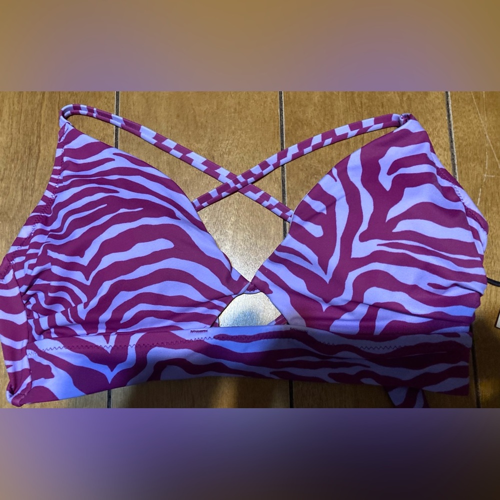 NWT Ladies 34C & Small 4/6 2 Piece Shade & Shore Purple Zebra Bikini Set - Picture 2 of 15